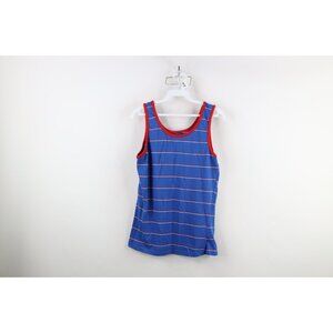 Vintage 70s 80s Esprit Womens Medium Striped Knit Tank Top T-Shirt Blue USA